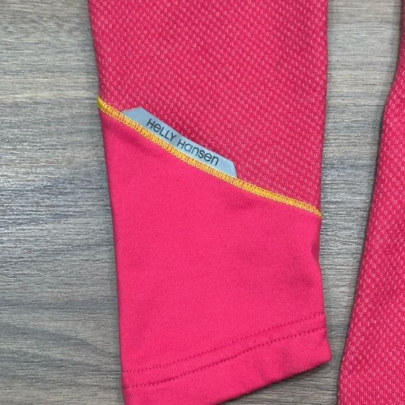 Helly Hanson Training Merino Wool Blend Quarter Zip Pullover Pink/Yellow Medium - Picture 5 of 14